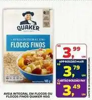 Roldão Quaker - aveia integral em flocos ou flocos finos oferta