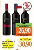 Atacadão Vinho chileno 3 medallas oferta