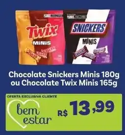 Covabra Supermercados Chocolate snickers minis ou chocolate twix minis oferta