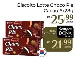 Dona de Casa Biscoito lotte choco pie cacao oferta