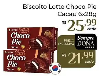 Biscoito lotte choco pie cacao