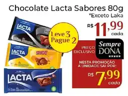Dona de Casa Chocolate Lacta Sabores oferta