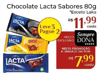 Dona de Casa Chocolate Lacta Sabores oferta