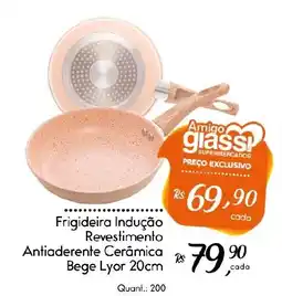 Giassi Supermercados Frigideira Indução Revestimento Antiaderente Cerâmica Bege Lyor 20cm oferta