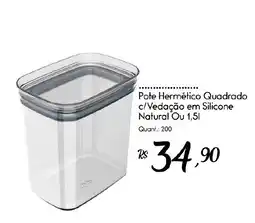 Giassi Supermercados Pote Hermético Quadrado c/Vedação em Silicone Natural Ou 1,5l oferta