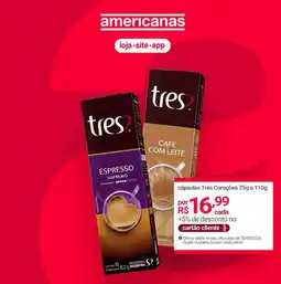 Lojas Americanas cápsulas Três Corações oferta