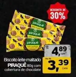 Cometa Supermercados Biscoito leite maltado piraque 80g com cobertura de chocolate oferta