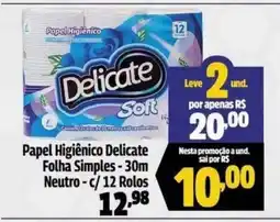 Supermercado Paraná Papel Higiênico Delicate Folha Simples - 30m Neutro oferta