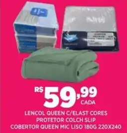 DB Supermercados Lencol queen C/elast cores protetor colch slip cobertor queen mic liso oferta