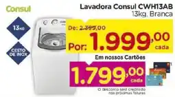Carrefour Lavadora Consul CWH13AB 13kg, Branca oferta