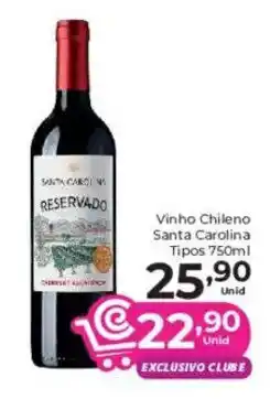 Comercial Esperança Vinho chileno santa carolina oferta