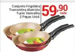 X Supermercados Conjunto Frigideira Tramontina Alumínio Turim Vermelho oferta