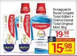 X Supermercados Enxaguante Bucal Colgate Total 500ml + Creme Dental Total Original Mint 90g oferta
