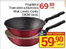 X Supermercados Frigideira Tramontina Alumínio Wok Loreto Cores 28cm oferta