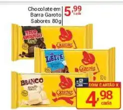 X Supermercados Chocolate em Barra Garoto Sabores 80g oferta