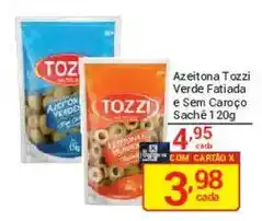 X Supermercados Azeitona tozzi verde fatiada e sem caroço oferta
