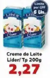 Supermercados Tauste Creme de Leite Lider/ Tip 200g oferta