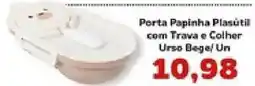 Supermercados Tauste Porta Papinha Plasútil com Trava e Colher Urso Bege oferta