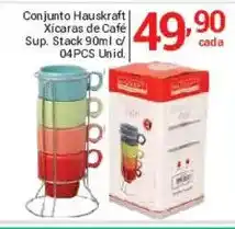 X Supermercados Conjunto Hauskraft Xícaras de Café Sup. Stack 90ml c/ 04PCS Unid. oferta