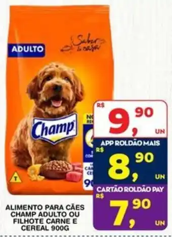 Alimento para cães champ adulto ou filhote carne e cereal