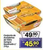Fort Atacadista Rs - conjunto de assadeiras de vidro sempre quadrada c/ 3 pcs oferta