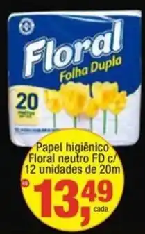 Frangolândia Papel higiênico floral neutro fd oferta