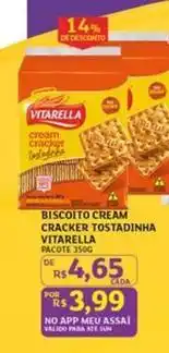 Assaí Atacadista Vitarella - biscoito cream cracker tostadinha oferta