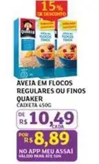 Assaí Atacadista Quaker - aveia em flocos regulares ou finos oferta