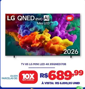 Tv 85 lg mini led 4k 85qned70b