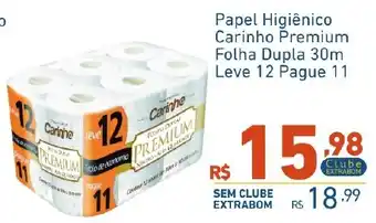 Extrabom Supermercados Papel Higiênico Carinho Premium Folha Dupla 30m oferta