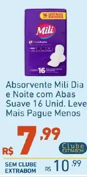 Extrabom Supermercados Absorvente mili dia e noite com abas suave oferta