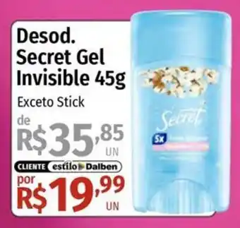 Desod. Secret Gel Invisible