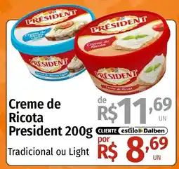 Supermercado Dalben Creme de Ricota President oferta