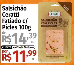 Supermercado Dalben Salsichão ceratti fatiado c/ picles oferta