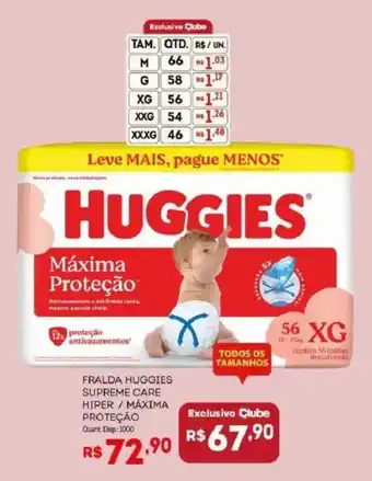 Bistek Supermercados Fralda huggies supreme care hiper / máxima proteção oferta
