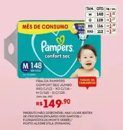 Bistek Supermercados Fralda pampers confort sec jumbo oferta