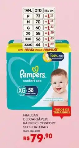 Bistek Supermercados Fraldas descartáveis pampers confort sec fortebag oferta