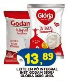 Bramil Supermercados Leite em pó integral inst. godam 350g/ glória 360g unid. oferta