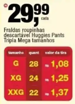 Frangolândia Fraldas roupinhas descartável Huggies Pants Tripla Mega tamanhos oferta