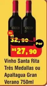 Royal Supermercados Vinho Santa Rita Três Medalhas ou Apaltaqua Gran Verano oferta