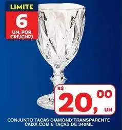 Diamond - conjunto tacas transparente caixa com 6 tacas de 340ml