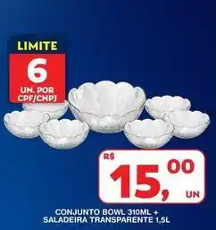 Roldão Conjunto bowl + saladeira transparente oferta