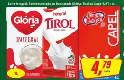 Rede Supermarket Leite Integral, Semidesnatado ou Desnatado Glória, Tirol ou Capel UHT oferta