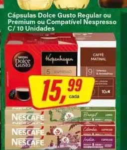 Rede Supermarket Cápsulas Dolce Gusto Regular ou Premium ou Compatível Nespresso C/ 10 Unidades oferta