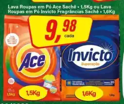 Rede Supermarket Lava Roupas em Pó Ace Sachê ou Lava Roupas em Pó Invicto Fragrâncias Sachê oferta