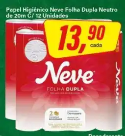Rede Supermarket Papel Higiênico Neve Folha Dupla Neutro de 20m C/ 12 Unidades oferta