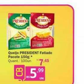 Althoff Supermercados Queijo President Fatiado Pacote oferta