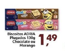 Supermercados Nori Biscoitos Adria Plugados 130g chocolate ou morango oferta