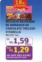 Assaí Atacadista Vitarella - biscoito recheado de morango ou chocolate treloso oferta