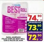 Roldão Premium - papel higiênico folha simples roll com 8 rolos de 300m oferta